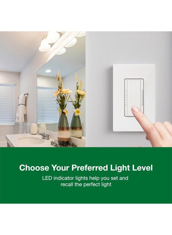 LUTRON Maestro C.L Dimmer Switch for Dimmable LED, Halogen & Incandescent Bulbs, Single-Pole or Multi-Location, MACL-153M-WH, White - Image 4