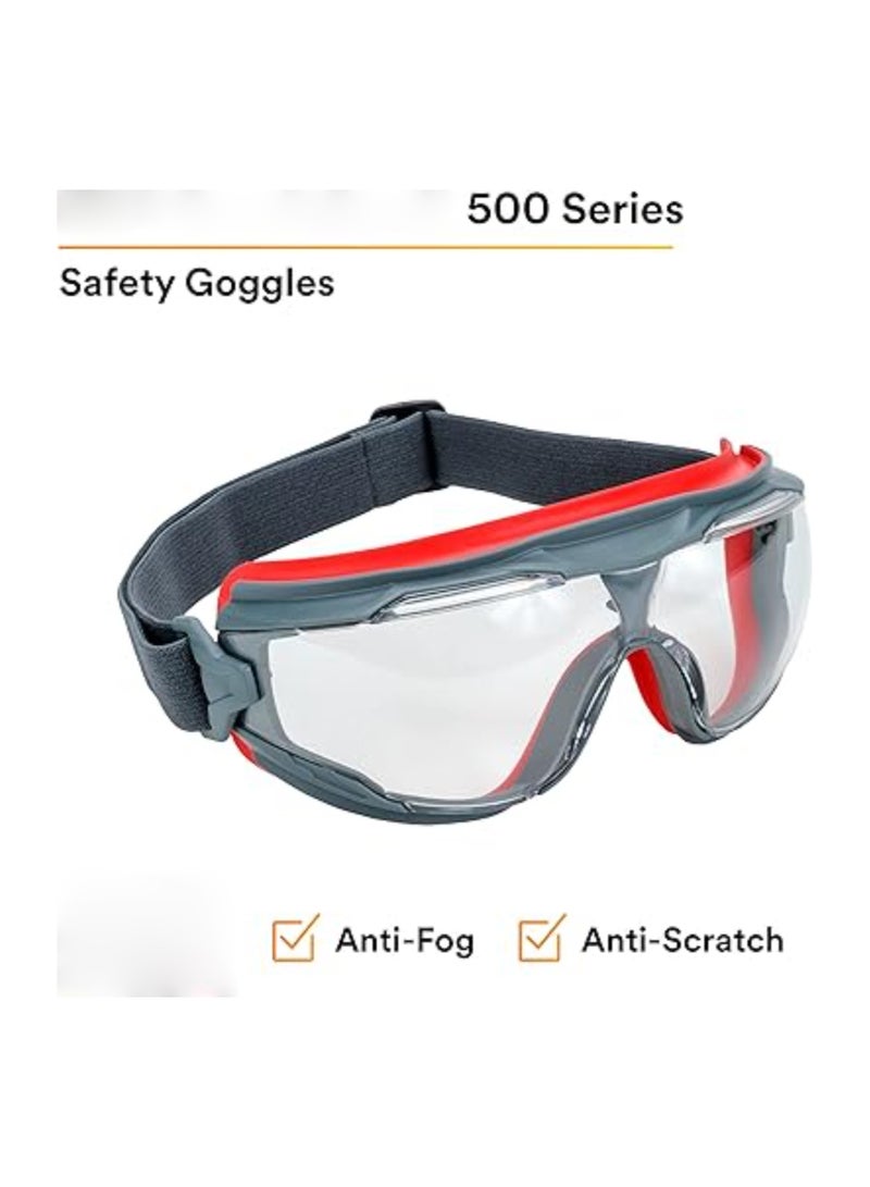 SOLARAE GoggleGear 500 Series GG501SGAF, Clear Anti-fog Lens, Safety Work Over Glasses, Eye Protection for Men & Women, Fog & Scratch Resistant, Adjustable, UV Block, Clear Lens - Image 2