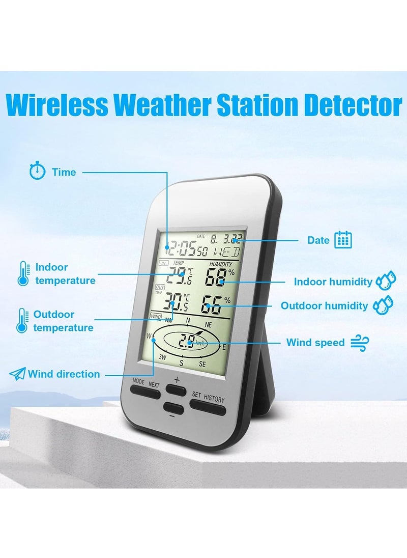 KASTWAVE - Home Wireless Weather Stations, Multifunctional Wireless Weather Station with Measure Temperature, Humidity, Wind Speed/Wind Direction, Alarm Clock - Image 1