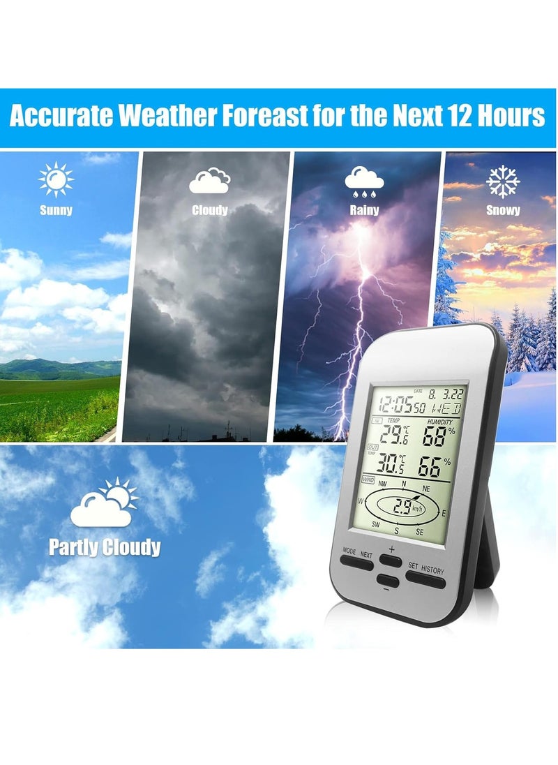 KASTWAVE - Home Wireless Weather Stations, Multifunctional Wireless Weather Station with Measure Temperature, Humidity, Wind Speed/Wind Direction, Alarm Clock - Image 1