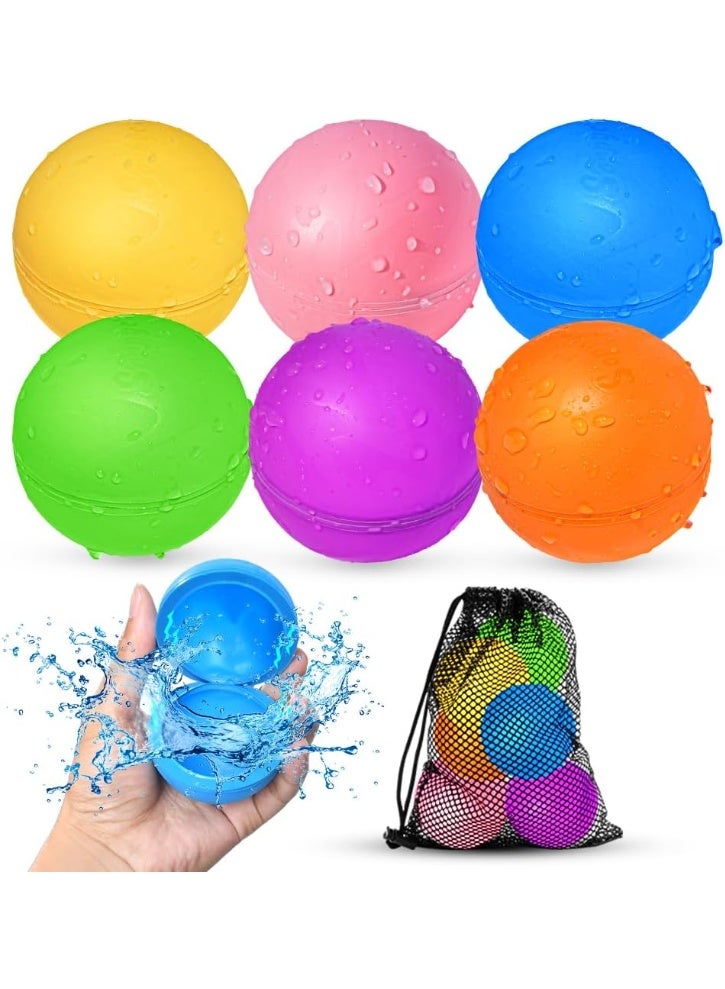 BRIXSPARK 6 Pcs Reusable Water Balloons, Pool Beach Water Toys for Boys and Girls, Summer Toys for Kids Ages 3-12, Magnetic Water Ball for Outdoor Activities - Image 1