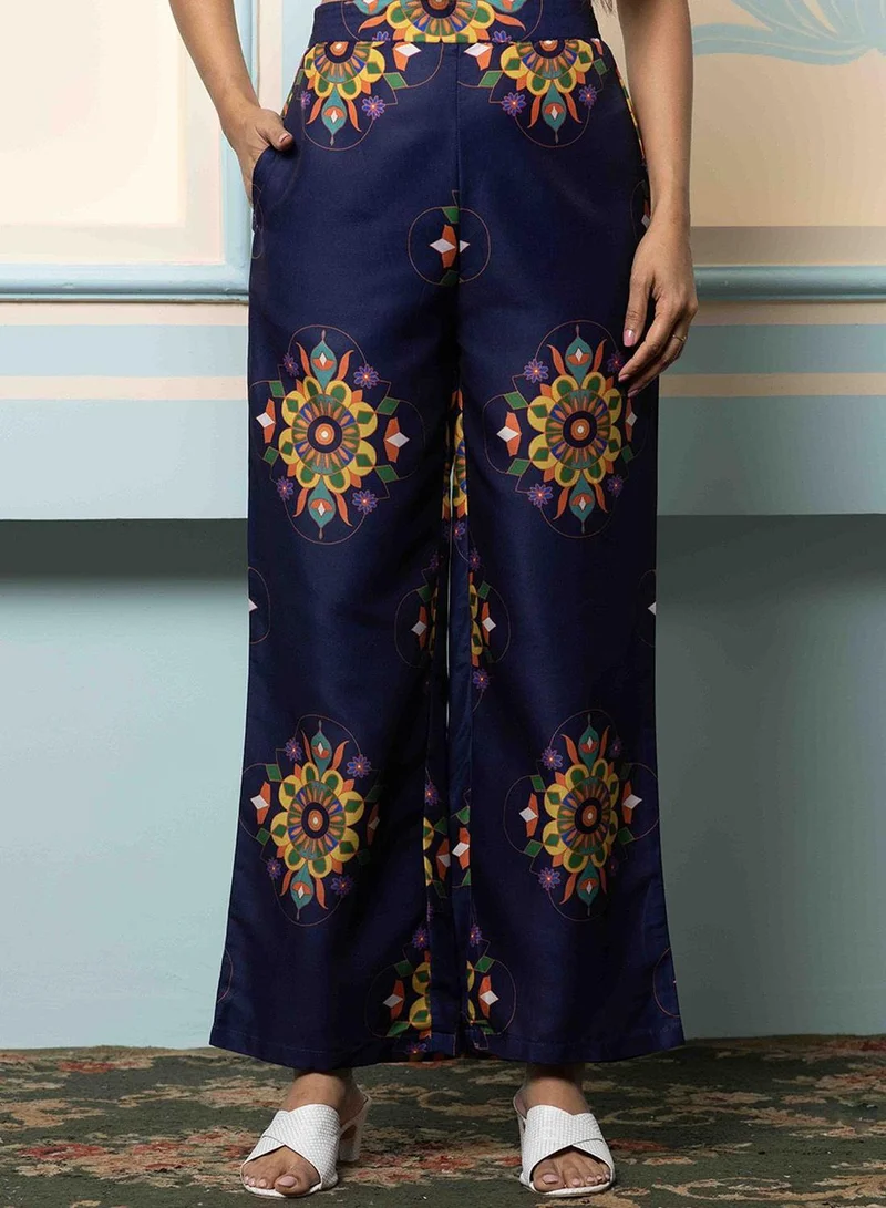 ISHIN  Women'S Navy Blue 100% Cotton Printed Anarkali Kurta Set for Women | Best Price UAE