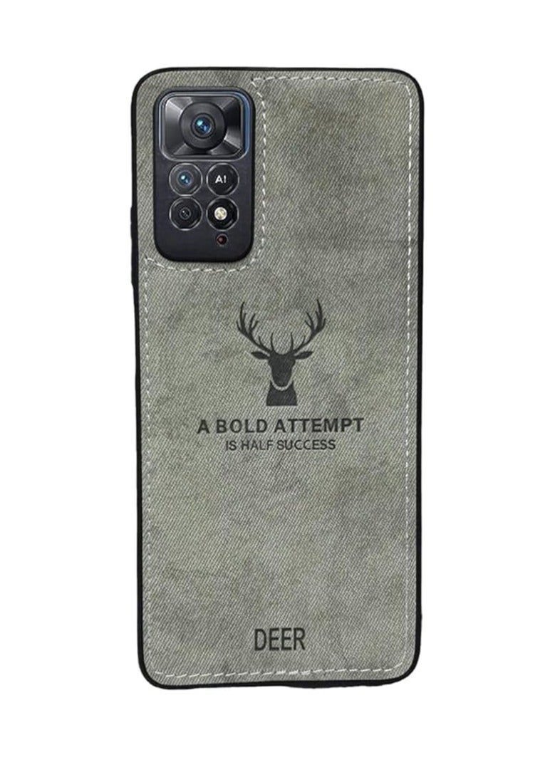 Dirt-Resistant Anti-Shock Full Body Protective Digital Luxury Soft Texture Patterned TPU Cloth Case for Xiaomi Redmi Note 11S/ Redmi Note 11-4G (Gray)