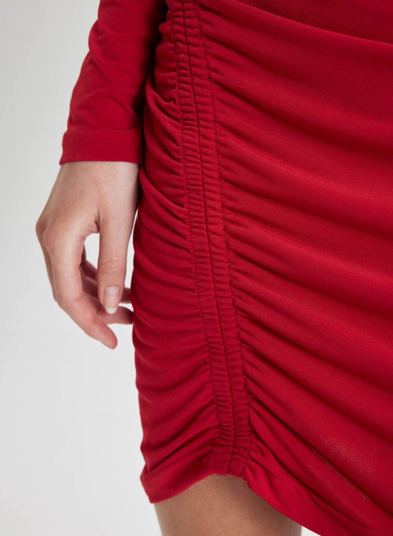 DeFacto Asymmetrical Ruched Dress - Image 4