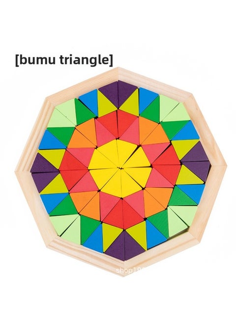Children's Early Education Puzzle Toys Children's Rainbow Building Blocks Large Disc Varied Styling Interesting Tangram Puzzle-Color:Bermuda Triangle【0.9kg】