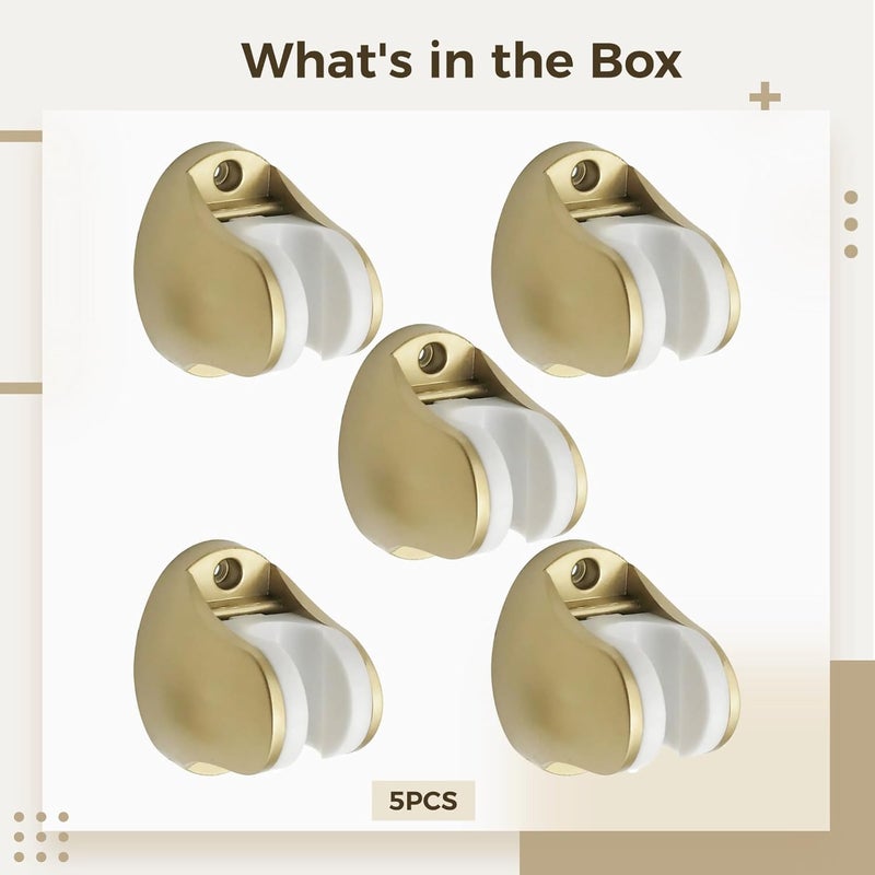5 Pcs Shower Head Holder, Gold Wall Mount Abs, Features Yuan Bao Base, Angle Adjustable, 2.2 In / 5.5 Cm Hole Spacing - Image 5