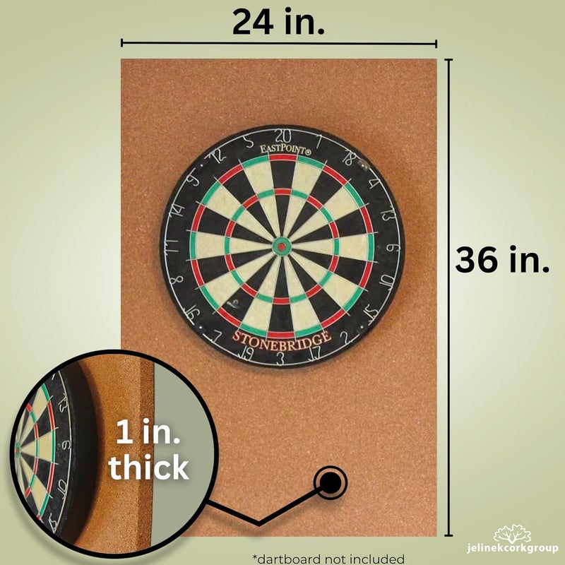 Jelinek Cork Group Jelinek Cork Dart Board Backer Wall Cover 36 x 24 x 1 inches - Image 2