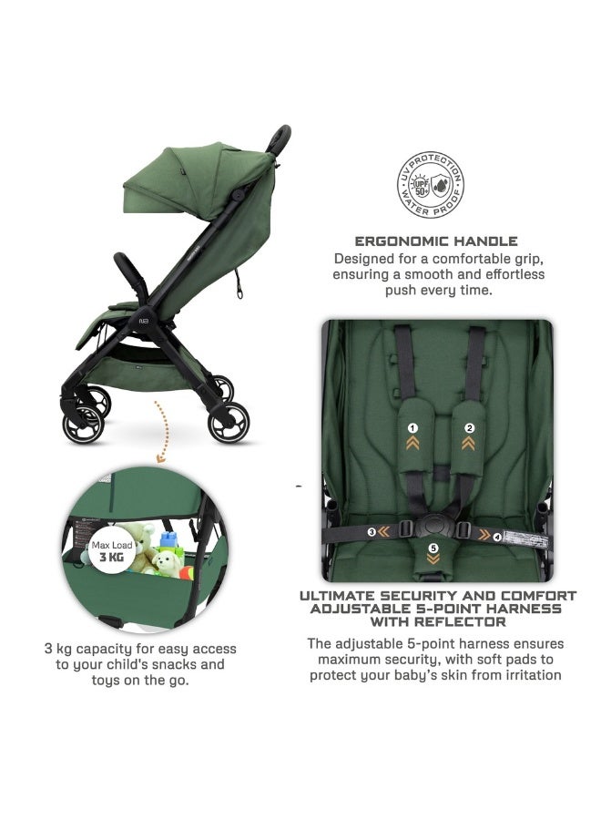 نيوبريز عربة أطفال للسفر خفيفة الوزن من دي سي إيه، معتمدة لحجم المقصورة، قابلة للطي، عربة أطفال سريعة الفتح، مظلة مقاومة للماء بعامل حماية +، ضمان  سنوات - Image 3