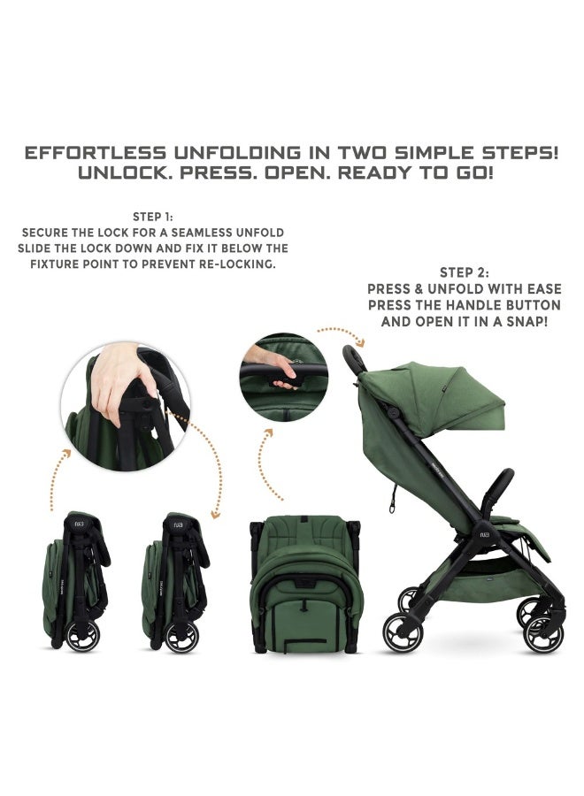 نيوبريز عربة أطفال للسفر خفيفة الوزن من دي سي إيه، معتمدة لحجم المقصورة، قابلة للطي، عربة أطفال سريعة الفتح، مظلة مقاومة للماء بعامل حماية +، ضمان  سنوات - Image 2