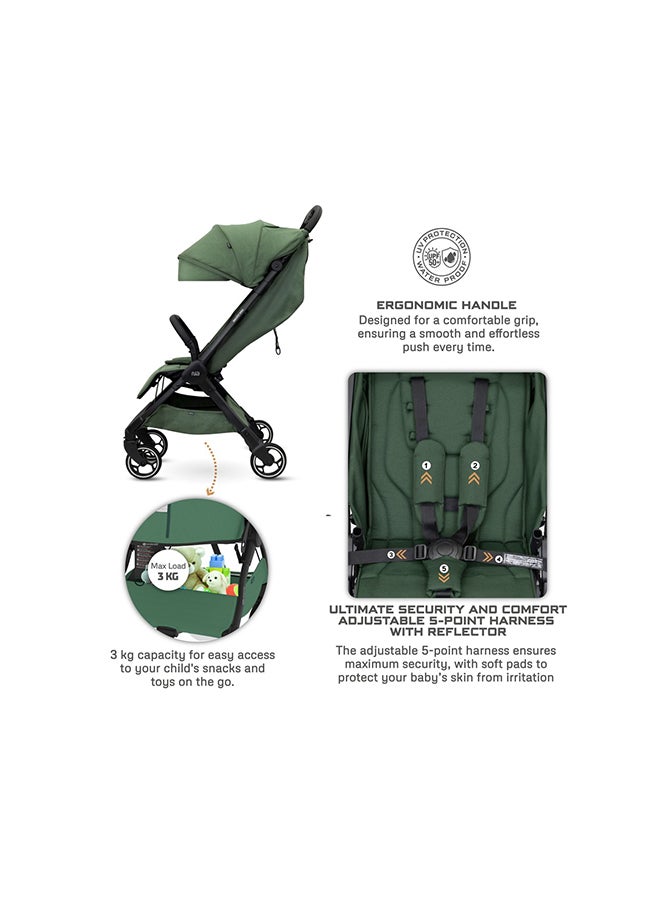 نيوبريز عربة أطفال للسفر خفيفة الوزن من دي سي إيه، معتمدة لحجم المقصورة، قابلة للطي، عربة أطفال سريعة الفتح، مظلة مقاومة للماء بعامل حماية +، ضمان  سنوات - Image 4