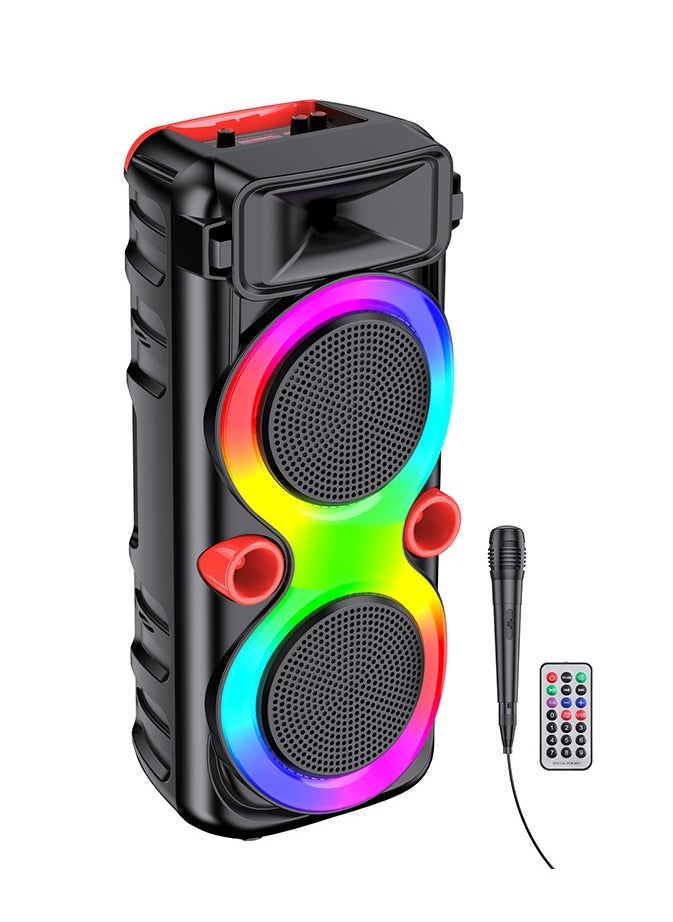 DLC BT HI FI Portable Speaker with Led Rotating Light 2X8" INCH - MICE + REMOTE CONTROL - USB - AUX - MEMORY CARD FM Radio Model -DLC-32292  - Image 1