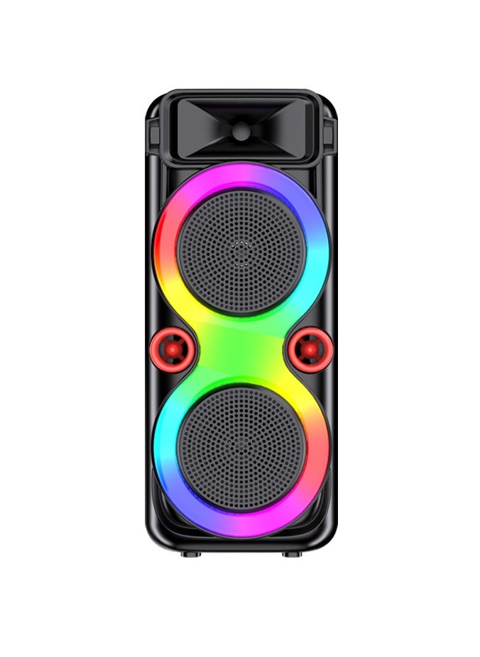DLC BT HI FI Portable Speaker with Led Rotating Light 2X8" INCH - MICE + REMOTE CONTROL - USB - AUX - MEMORY CARD FM Radio Model -DLC-32292  - Image 4