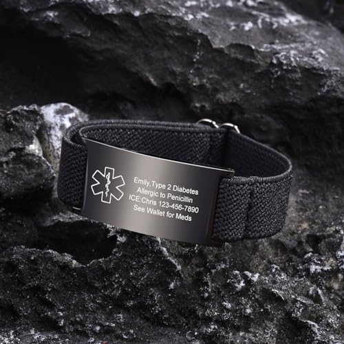 VNOX Penicillin Allergy Medical Alert Bracelets for Men Patients Stainless Steel Emergency Bracelets Wristbandersonalized Mens Life Health Alert Bracelet - Image 5