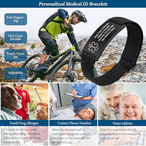 VNOX Penicillin Allergy Medical Alert Bracelets for Men Patients Stainless Steel Emergency Bracelets Wristbandersonalized Mens Life Health Alert Bracelet - Image 2