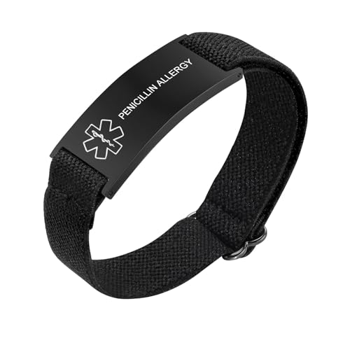 VNOX Penicillin Allergy Medical Alert Bracelets for Men Patients Stainless Steel Emergency Bracelets Wristbandersonalized Mens Life Health Alert Bracelet - Image 1
