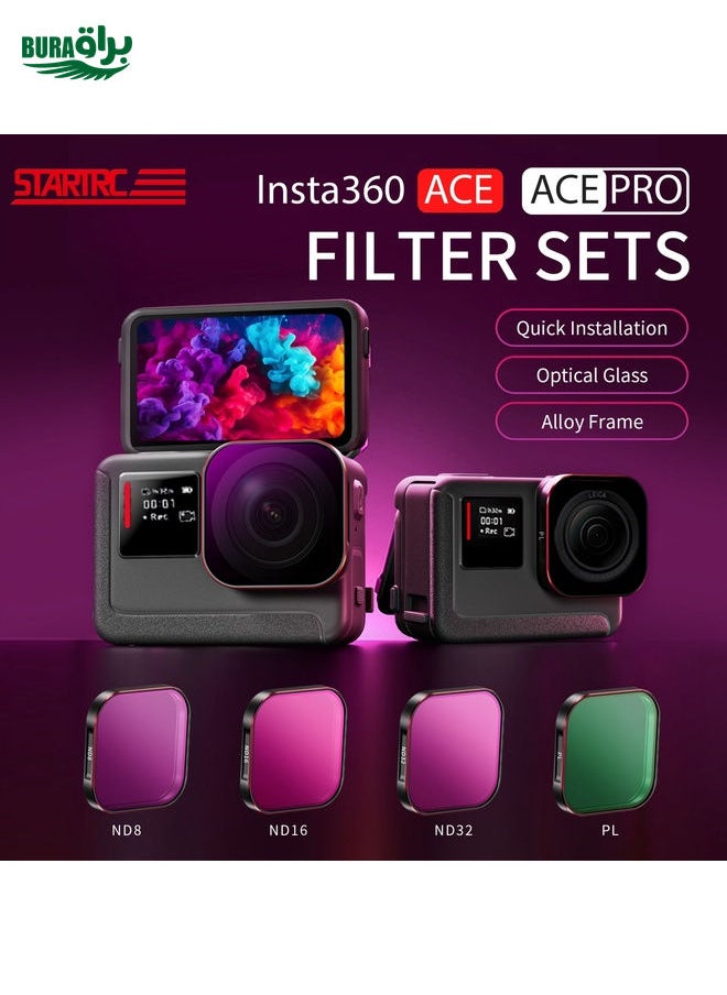 BURAQ For Insta360 Ace / Ace Pro STARTRC 4 in 1 PL ND8 ND16 ND32 Camera Lens Filter (Black)  - Image 2