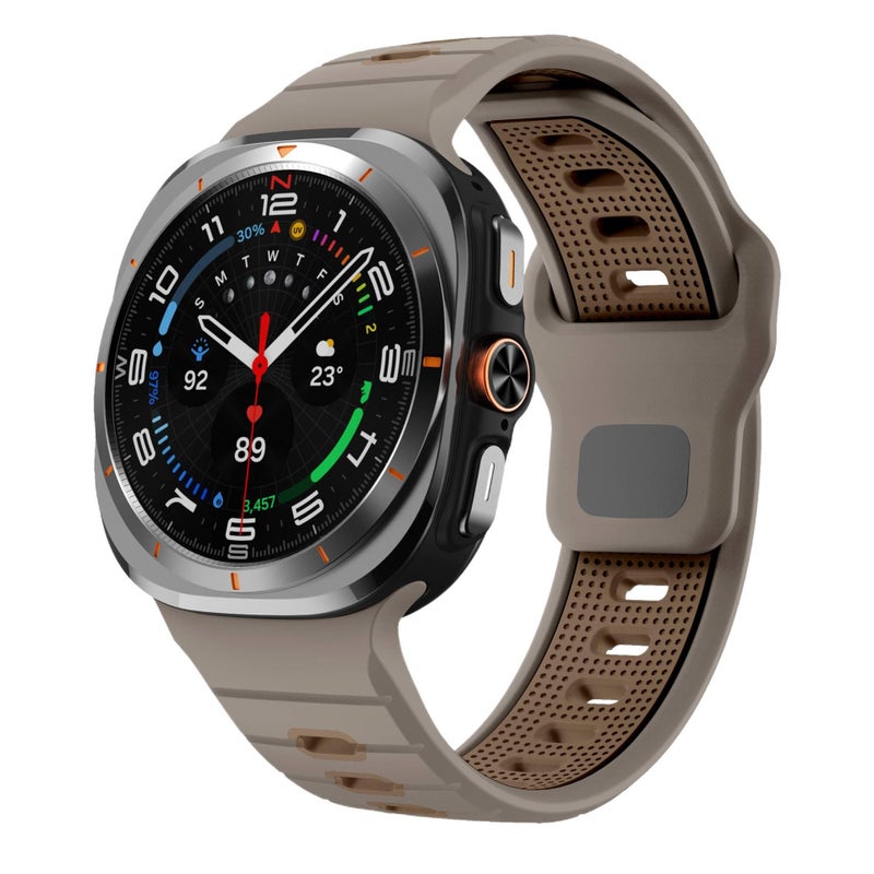 Adjustable Silicone Sport Smartwatch Band Compatible with Samsung Galaxy Watch 7 with Fit Soft Strap and Quick Daily Replacement Brown - Image 1