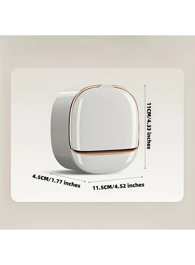 White Wall Mounted Soap Holder With Cover Double Layer No Drill Design - Image 3