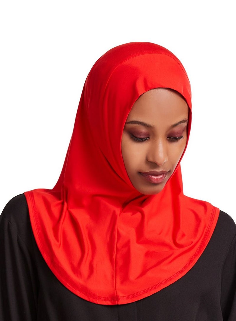 Loquat Women's Modal Stretch Long Scarf Solid Color Hijab Inner Cap Red - Image 1