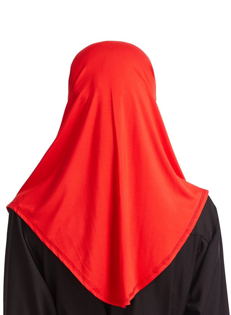 Loquat Women's Modal Stretch Long Scarf Solid Color Hijab Inner Cap Red - Image 3