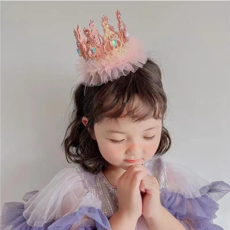 Kids Party Photo Prop Pink Crown Hair Band 