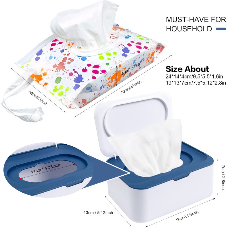 KALYLOC 8Pcs Baby Wipes Dispenser, Reusable Baby Wipe Holder Box and Portable Wet Wipes Pouch, Refillable Wipes Pouch Case Container with Lid for Bathroom Baby Nursery Kitchen Office Travel (Black) - Image 2