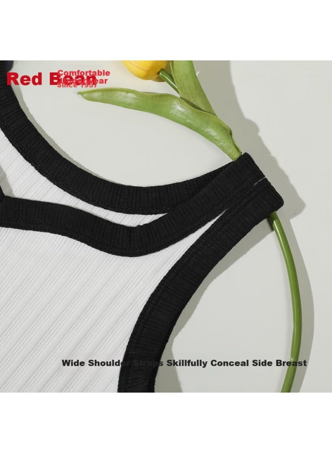 Hodo Slim Fit Colorblock Summer Versatile Wearable V-neck Women's Vest Ivory White L 170/95
