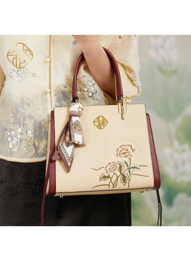 ZOOLER Zhur Women's Bag New Chinese Style Embroidered Cowhide Handbag Practical Birthday Gift For Mom - Image 1