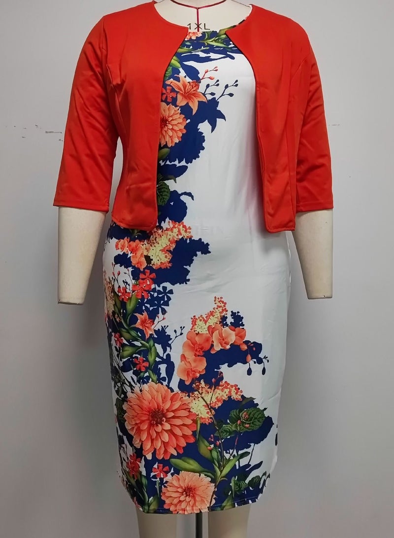 Loquat Women's Large Two-Piece Coat Printed Dress  - Image 2