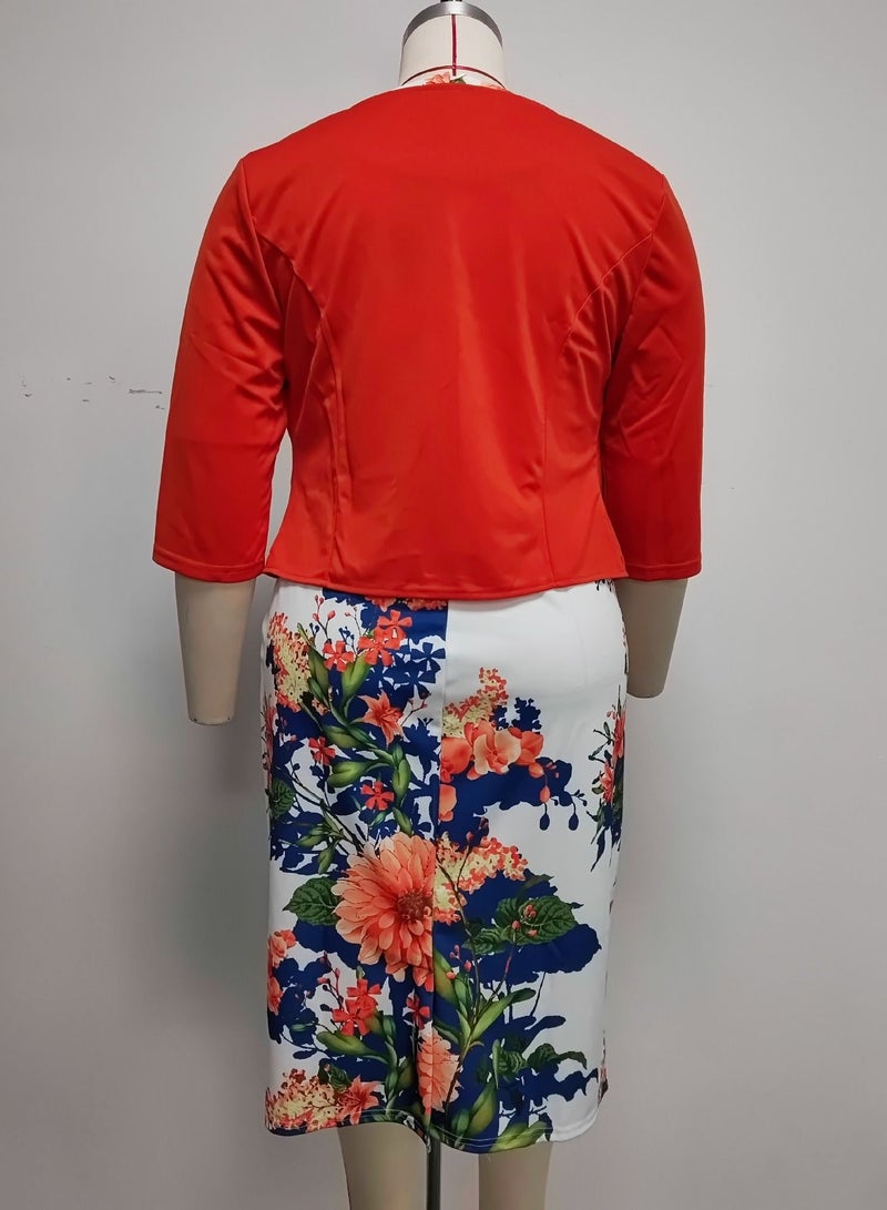 Loquat Women's Large Two-Piece Coat Printed Dress  - Image 3