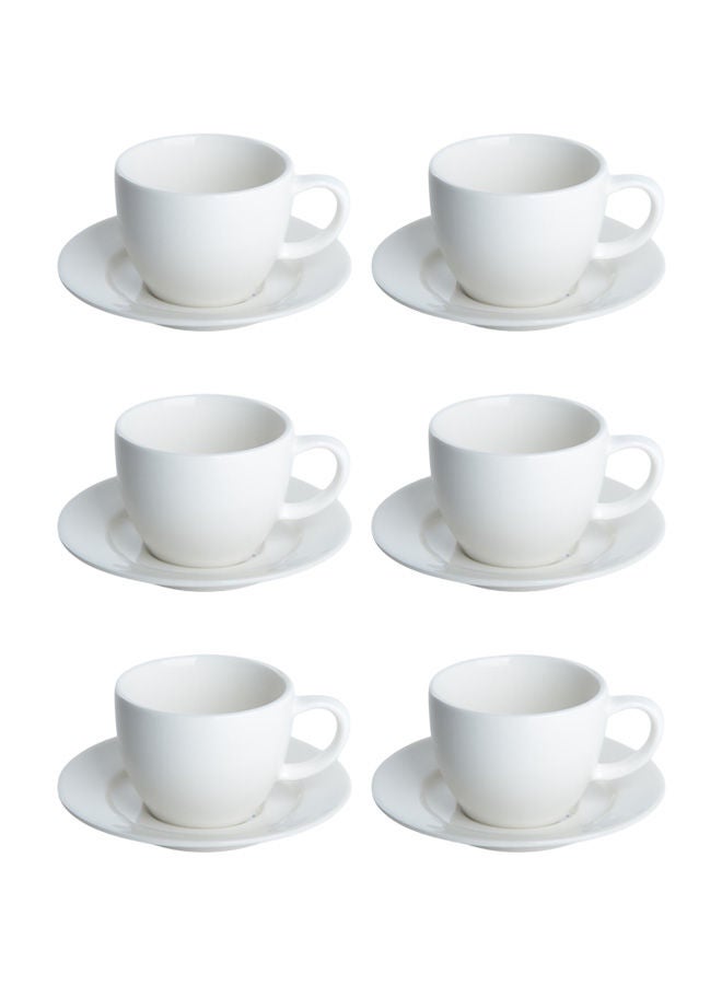 دوف طقم أكواب شاي مع صحون من البورسلان – 12 قطعة (120 مل) أبيض – يكفي لـ 6 أشخاص - Image 1