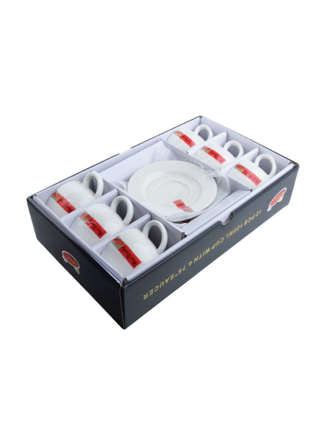 دوف طقم أكواب شاي مع صحون من البورسلان – 12 قطعة (120 مل) أبيض – يكفي لـ 6 أشخاص - Image 2