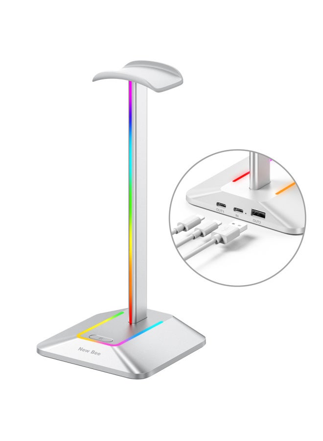 Dual Output Colorful Headset Display Stand Hub Extended Earpiece Rack Rgb Light-emitting E-sports Headset Holder - Image 1