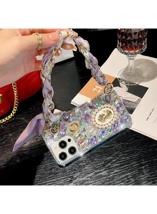 erorex Case For iPhone 12 Pro Handmade Diamond Purple Gemstone Scarf Bracelet PC Phone Case - Image 4