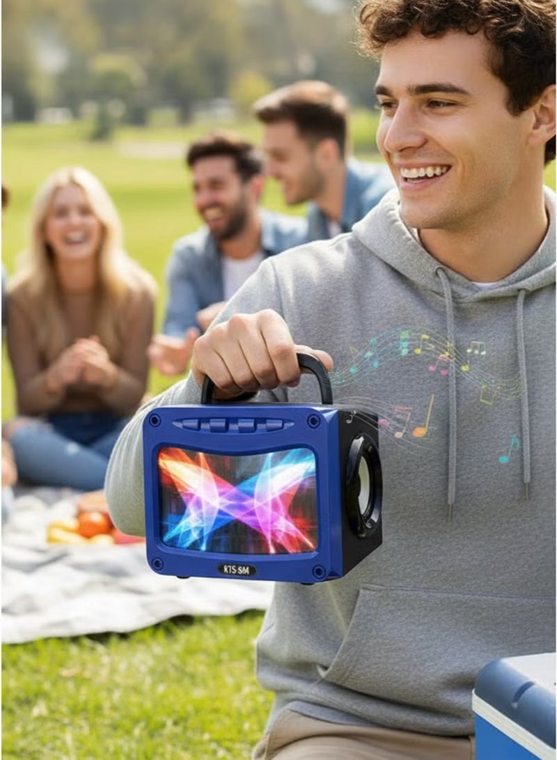 كي تي اس مكبر صوت بلوتوث لاسلكي محمول KTS-994 مزود بإضاءة LED، صوت جهير عميق، يدعم USB/TF وبطارية قابلة للشحن - مكبر صوت صغير الحجم للحفلات مع مقبض - Image 2