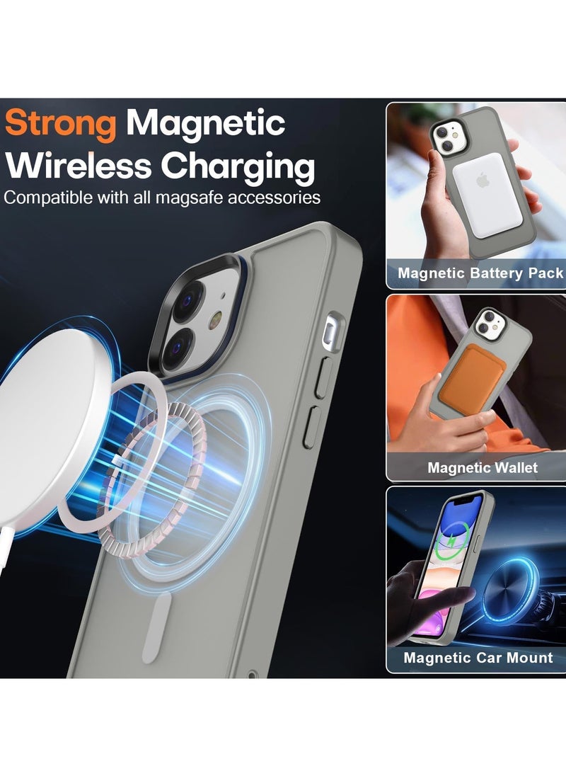 Generic Magnetic Case For iPhone 12/12 Pro Case Compatible with MagSafe Military Grade Protection Shockproof Translucent Matte Case Anti Scratch Shockproof Phone Case (Titanium)  - Image 4