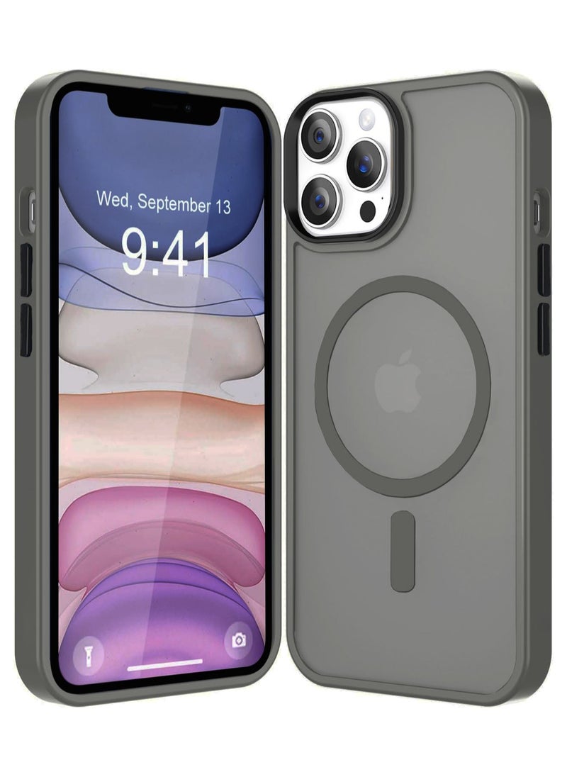 Generic Magnetic Case For iPhone 12/12 Pro Case Compatible with MagSafe Military Grade Protection Shockproof Translucent Matte Case Anti Scratch Shockproof Phone Case (Titanium)  - Image 1