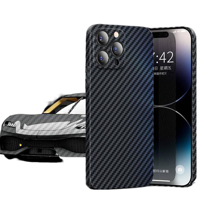 غطاء واقي بPC باللون Kevlar لـ iPhone 14 / 14 Plus / 14 Pro / 14 Pro Max مع نسيج ألياف الكربون كيفلار ورفيع للغاية مع مقاوم للصدمات مع تغطية كاملة مع حماية من السقوط للحمل اليومي - Image 1