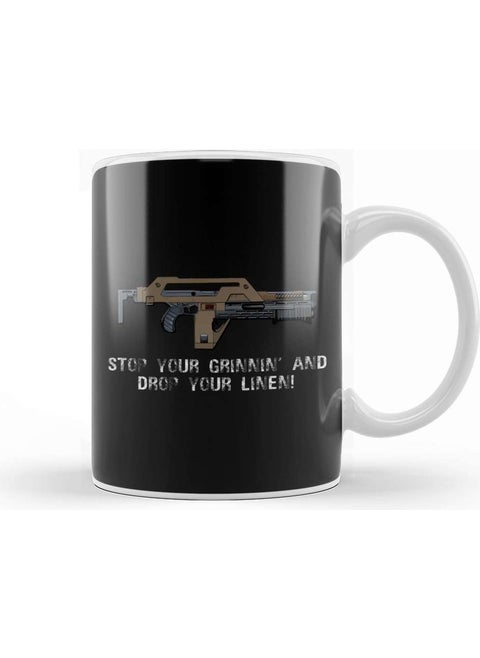 Print Shop Stop Your Grinnin Drop Your Linen Aliens Mug Porcelain