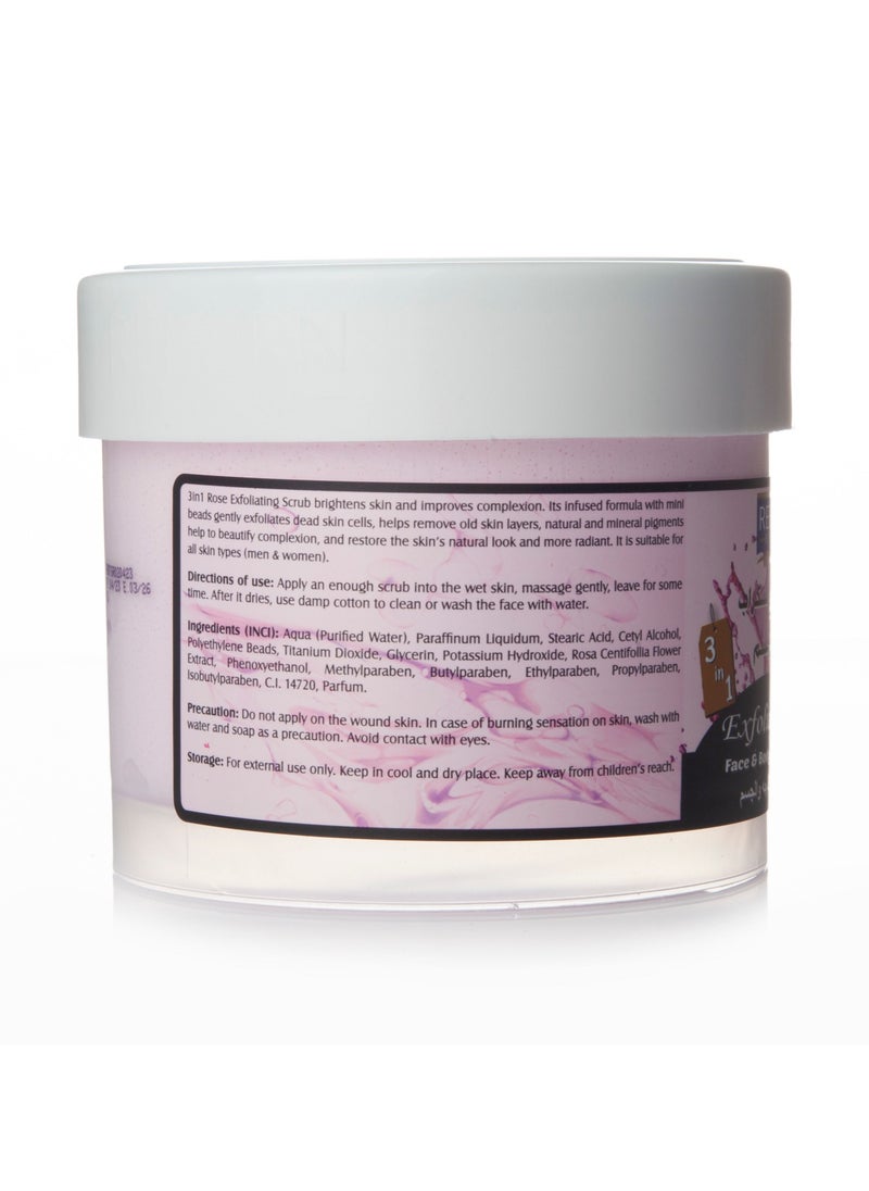 Reborn Beauty - Reborn beauty 3in1 exfoliating face &body scrub with rose extracts 500ml - Image 1