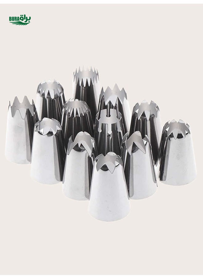 براق 12pcs مجموعة فوهة أنابيب أنابيب الفولاذ المقاوم للصدأ القابلة لإعادة الاستخدام ، طرف فوهة أنابيب أنابيب الصلبة اليومية القابلة للغسل  - Image 5