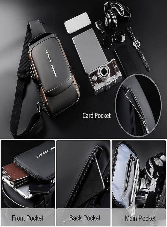 Careflection Anti-Theft Sling Backpack, PU Leather Crossbody Bag with USB Charging Port, Waterproof Travel Shoulder Bag for Men and Women, Multiple Storage Pockets - Image 3