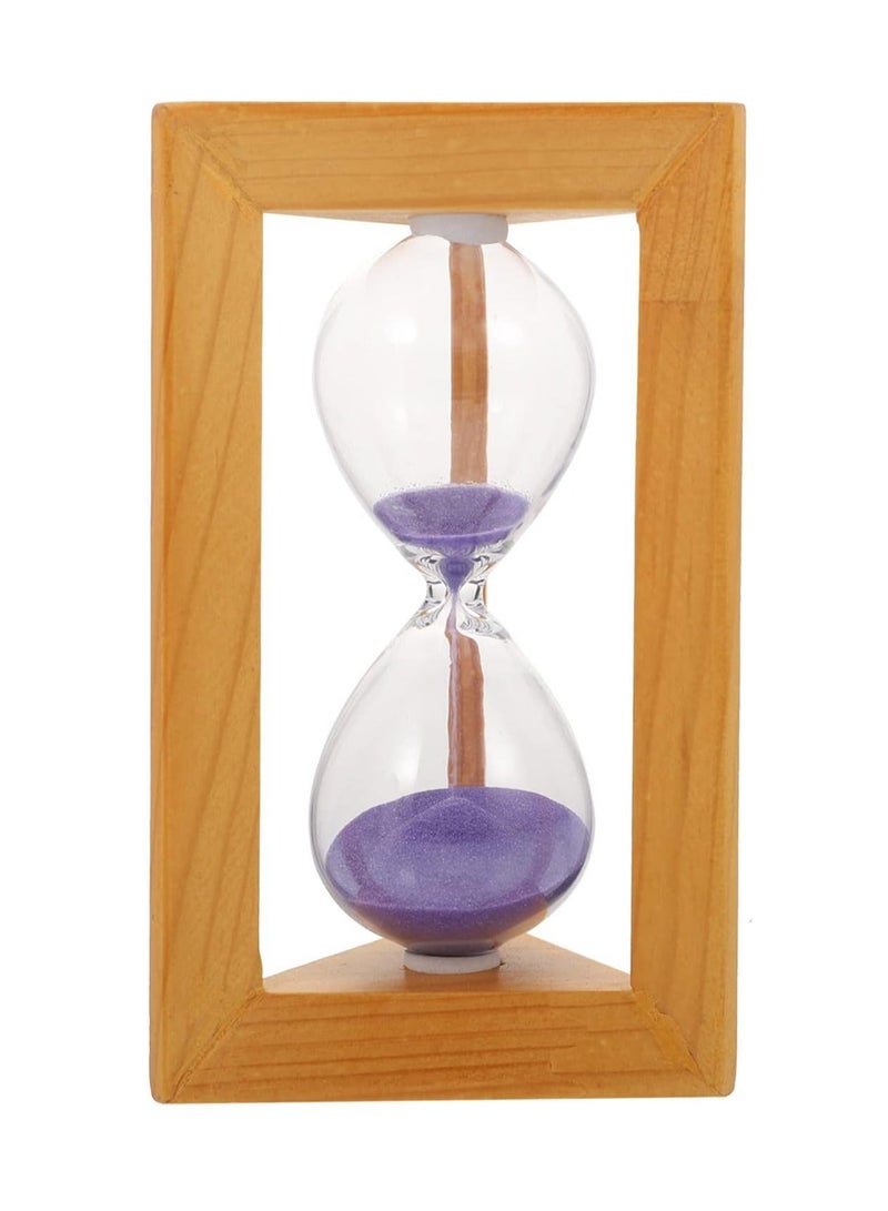 Hourglass Timer 5 Minutes Sandglass Wooden Frame Sandglass Hourglass Sand Clock Toy Sand Hourglass Timer for Kids Hourglass Decoration Purple Colorful Sand Wood Sand Desk Child  - Image 1