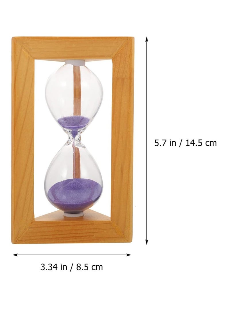 Hourglass Timer 5 Minutes Sandglass Wooden Frame Sandglass Hourglass Sand Clock Toy Sand Hourglass Timer for Kids Hourglass Decoration Purple Colorful Sand Wood Sand Desk Child  - Image 5