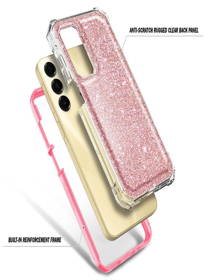 WDHD for Samsung Galaxy A16 5G Phone Case with [Built-in Screen Protector], Magnetic Case [Compatible with Mag-Safe] Shockproof Protective Bumper Case (Glitter Rose Gold) - Image 3