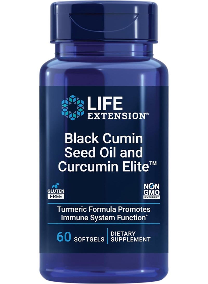 Life Extension Black Cumin Seed Oil and Curcumin Elite, Black Cumin, Turmeric Extract, Immune Health Support - 60 softgels - Image 1