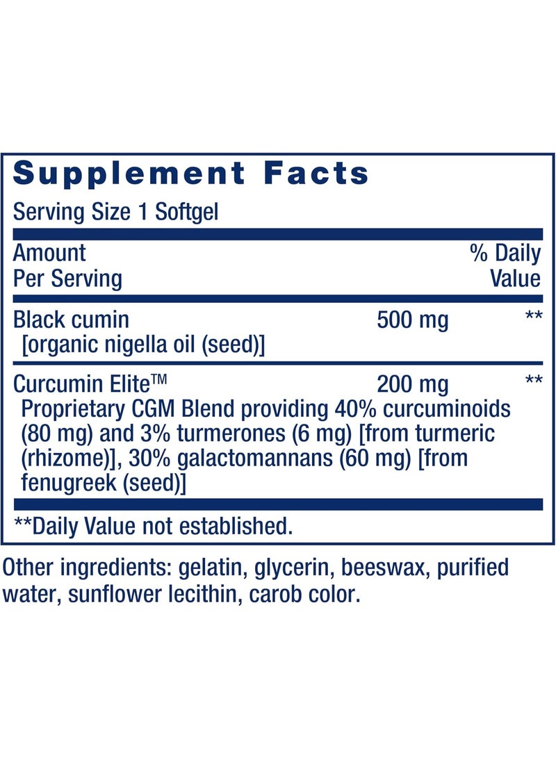 Life Extension Black Cumin Seed Oil and Curcumin Elite, Black Cumin, Turmeric Extract, Immune Health Support - 60 softgels - Image 3