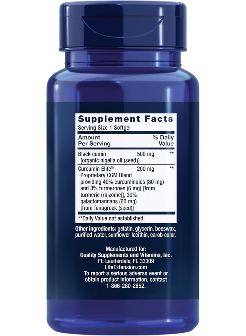Life Extension Black Cumin Seed Oil and Curcumin Elite, Black Cumin, Turmeric Extract, Immune Health Support - 60 softgels - Image 2