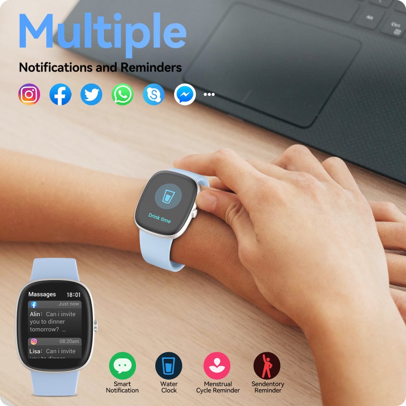 Smartwatch Fitness Tracker: 1.69” Large Blue Screen, 24/7 Health Monitoring - 100+ Sports Modes, IP67 Waterproof Activity Watch for Men Women Android iOS Phones - Image 2