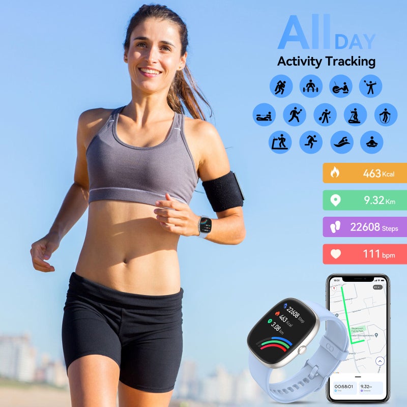 Smartwatch Fitness Tracker: 1.69” Large Blue Screen, 24/7 Health Monitoring - 100+ Sports Modes, IP67 Waterproof Activity Watch for Men Women Android iOS Phones - Image 4